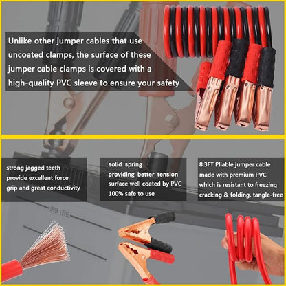 Emergency Roadside Kit with Jumper Cables Kit for Car, Safety Car Kits | Car Emergency Kit High Power Handheld Vacuum, Warning Triangle, Safety Hammer, Tow Rope, Gifts for New Drivers