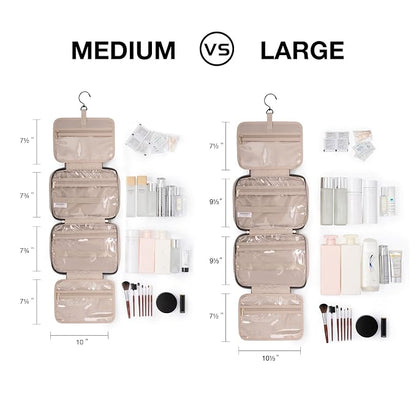 BAGSMART Toiletry Bag Travel Bag with Hanging Hook, Water-resistant Makeup Cosmetic Bag Travel Organizer for Accessories, Shampoo, Full-size Container, Toiletries (Hazy Green, Large)
