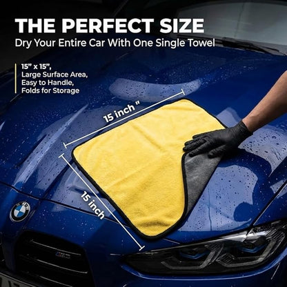 Microfiber Towels for Cars - 15.7" x 15.7" inches, Highly Absorbent Professional Grade Drying Towel Set for Superior Cleaning and Drying Performance - Car Drying & Kitchen Towel - Pack of 3