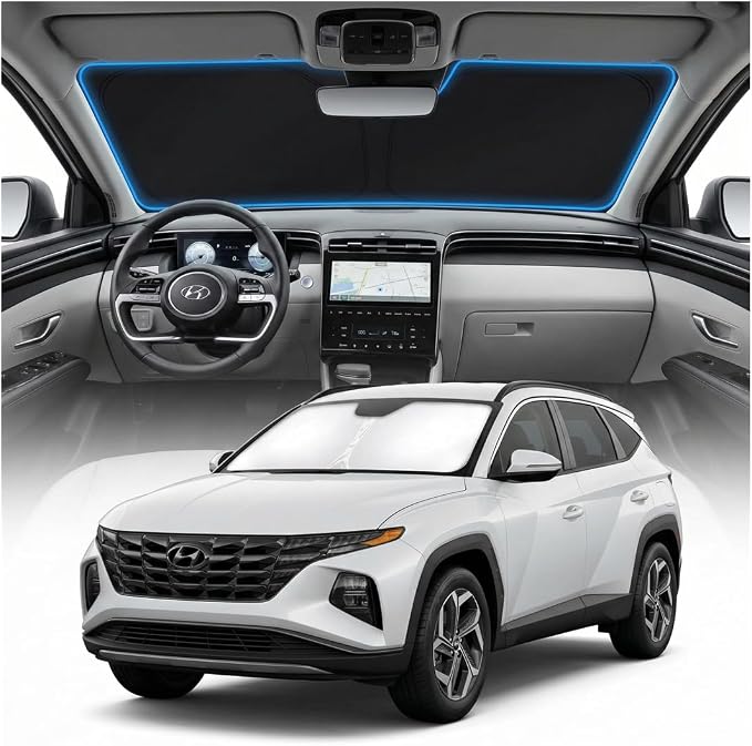 for Hyundai Tucson Sun Shade Windshield Cover - Custom Fit Tucson Accessories 2022 2023 2024 2025 2026 Sunshade Foldable UV Protection & Heat Shield Sun Visor Accessories