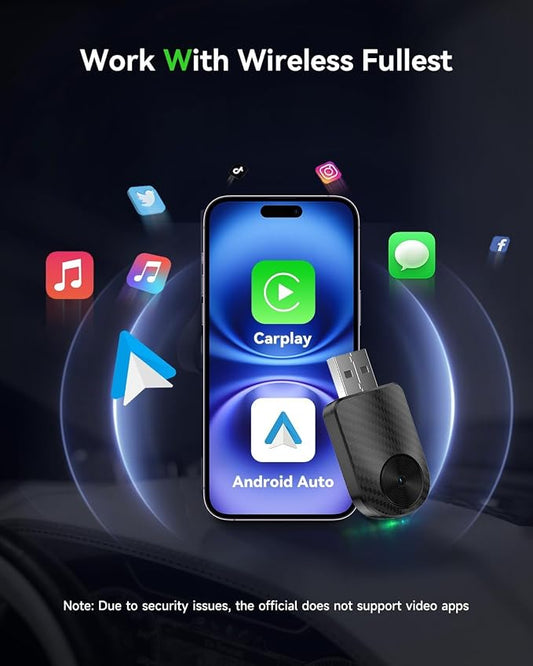 2026 Upgrade Android Auto Wireless Adapter – Mini Dongle Converts OEM Wired to Wireless, Plug & Play USB-A/C, 5GHz Stable Connection, Compatible with Cars (2016+) & Phones 11+