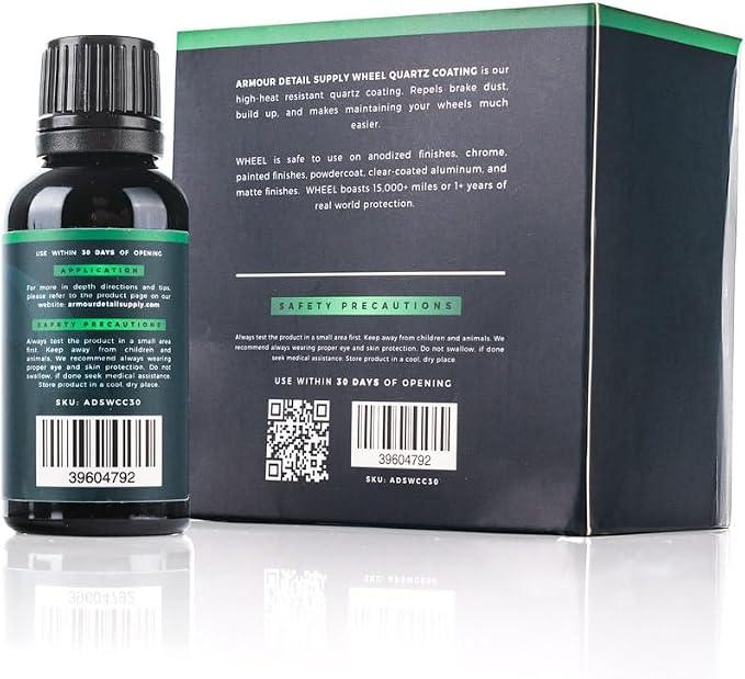 Armour Detail Supply - Wheel Coating - High-Temperature-Resistant Quartz Coating for All Wheel Types & Finishes - Easy Application; 1-Year Protection - 30 ml