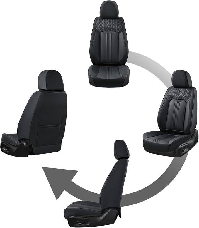 Coverado Front Seat Covers, Leather Car Seat Cover, Waterproof Car Seat Protector, Driver Seat Covers Car Seat Cushion Universal Fit for Most Cars, Black