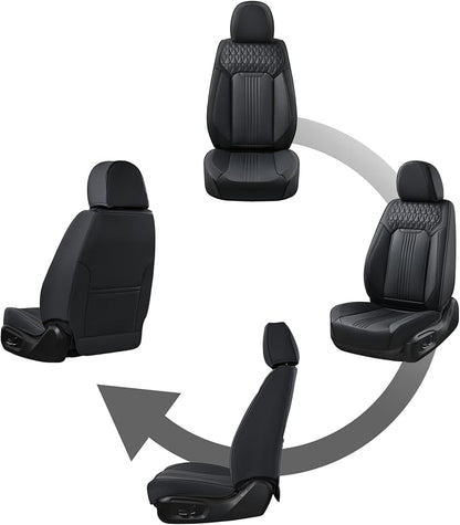 Coverado Front Seat Covers, Leather Car Seat Cover, Waterproof Car Seat Protector, Driver Seat Covers Car Seat Cushion Universal Fit for Most Cars, Black