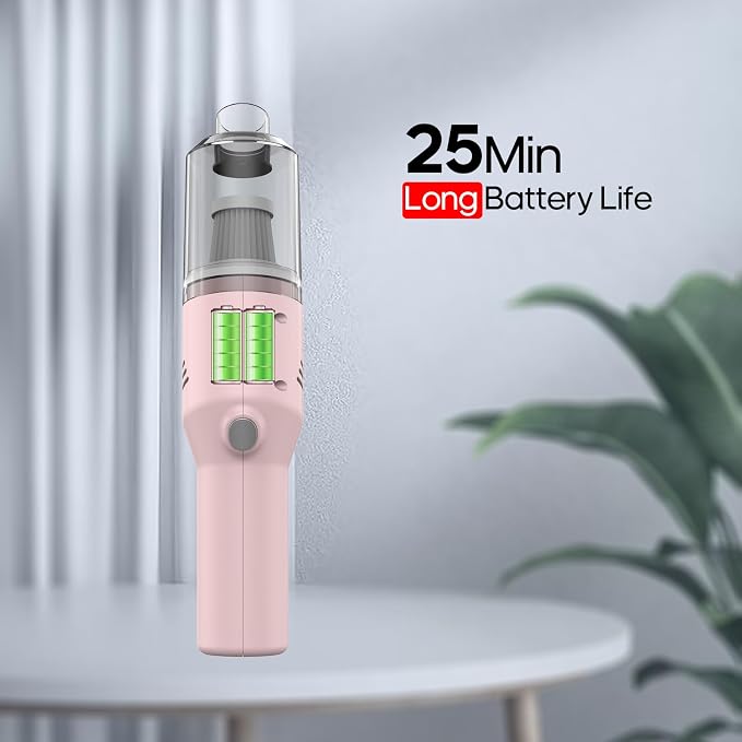 Auloea Portable Mini Car Vacuum Cleaner Pink, High Power Cordless(400g) Handheld Rechargeable Vacuum Cleaner for Desk V06