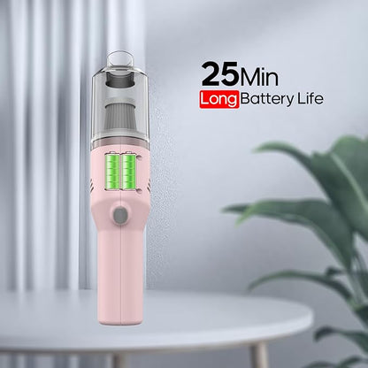 Auloea Portable Mini Car Vacuum Cleaner Pink, High Power Cordless(400g) Handheld Rechargeable Vacuum Cleaner for Desk V06