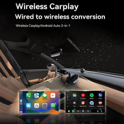 Wireless CarPlay Android Auto 2-in-1 Adapter, Plug & Play Car Dongle Converts Factory Wired to Wireless, Fast Auto Connect, Compact Design, USB A/USB C Compatible(Black)