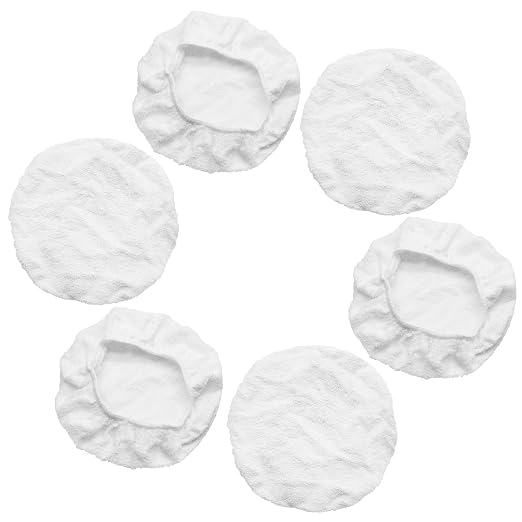 Bonsicoky 6 PCS Car Polishing Bonnet Buffing Pad Cotton Buffing Pad Cover for 9" - 10" Car Polisher, White