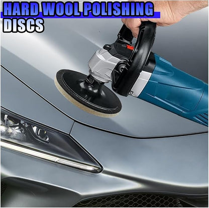 5PCS Car Glass Polishing Pads, 5" Wool Felt Buffing Wheel Polishing Pad Discs with Hook & Loop Back, Random Orbital Sander Polish Pad for Remove Scratch from Windshield, Window(5IN)