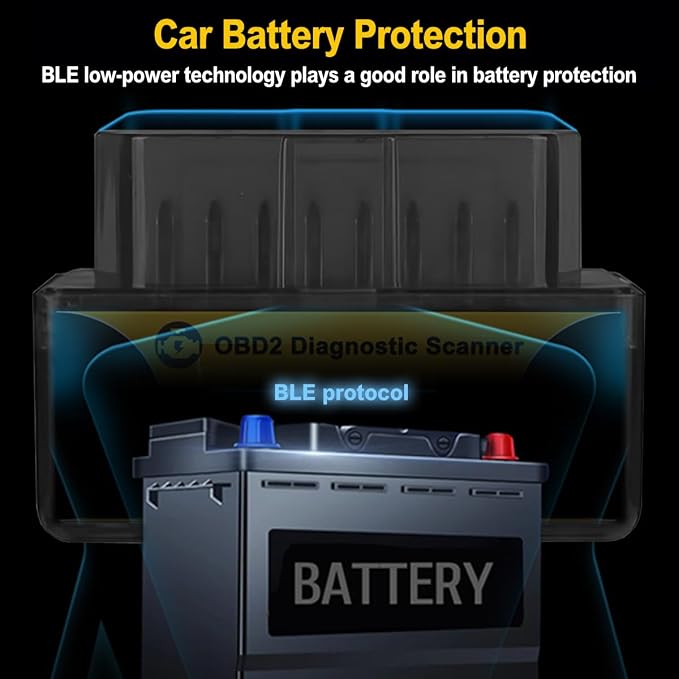 Bluetooth OBD2 Scanner for iOS iPhone & Android, Wireless Car Code Reader Diagnostic Tool for Check Engine Light, Works on OBDII Vehicles 1996 & Newer