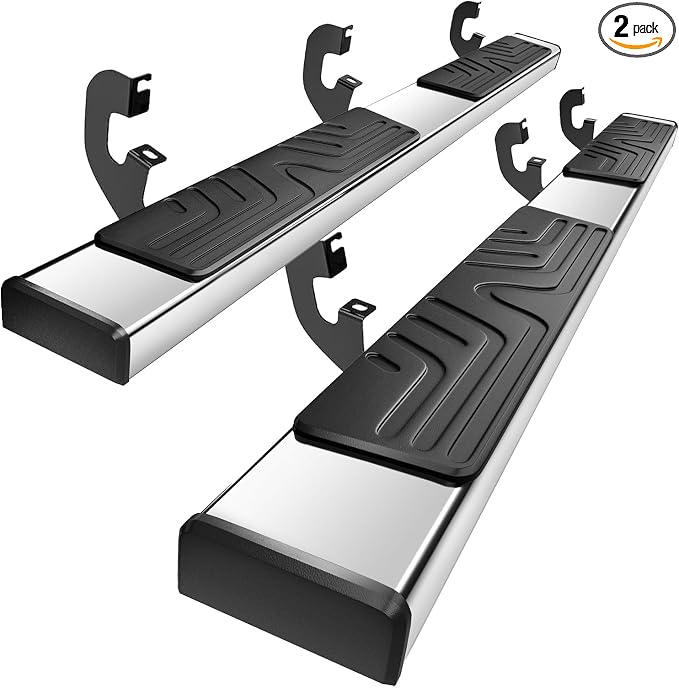 PZ 6.5" Rustproof Running Boards Side Steps Compatible with Chevy Silverado/GMC Sierra 1500 Double Cab 2019-2025, 2020-2025 2500HD 3500HD，500LBS Anti-slip Stainless Steel No Drill Truck Running Boards