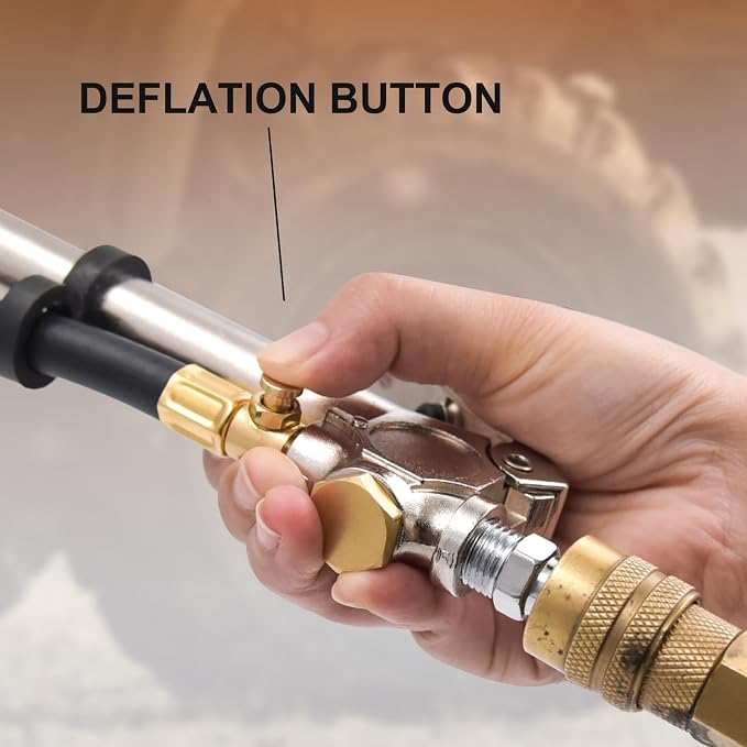 SAFELIFE Tire Inflator 10-120 PSI Tire Pressure Gauge with 18Inch Air Hose，Lock on Air Chuck, Heavy Duty 1/4'' NPT Tire Inflator Gauge Compatible with Air Pump Compressor for Car Truck Motorcycle Bike