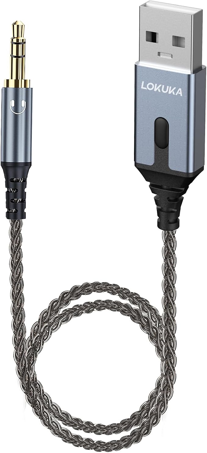 Bluetooth 5.3 to Aux Adapter for Car or Speaker, 3.5mm Bluetooth Receiver with 8-Strand Single Crystal Copper Cable, Aluminum Alloy Shell, for Hands-Free Calls, Voice Navigation, Phone Music