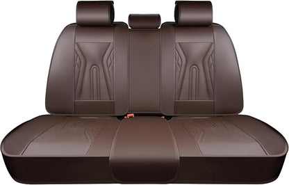 Huidasource Rear Seat Covers, Waterproof Faux Leather Rear Bench Seat Covers, Universal Fit Back Seat Cover for Most Cars Sedans SUVs Pickups Trucks, Coffee