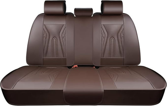 Huidasource Rear Seat Covers, Waterproof Faux Leather Rear Bench Seat Covers, Universal Fit Back Seat Cover for Most Cars Sedans SUVs Pickups Trucks, Coffee