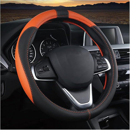 BESULEN Car Steering Wheel Cover, Soft Leather Steering Wheel Protector, Universal Non-Slip Steering Wheel Covers, Comfortable Grip Sweat-Absorbent, Automotive Interior Accessories