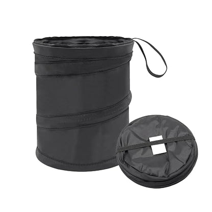 Car Trash Can, 2 Packs Mini Collapsible Pop-up Car Garbage Can, Waterproof Hanging Trash Bag with Velcro, 1 Gallon Black Car Trash Bin for Travel, Picnic & Camping