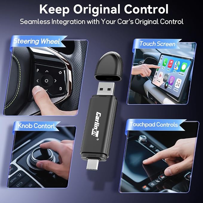 Carlinkit MINI SE Wireless CarPlay Adapter 2026 with OEM Wired CarPlay, Plug & Play/Auto-Connect/for USB-A & Type-C Dual Port Cars, Support Online Upgrade Wireless Dongle
