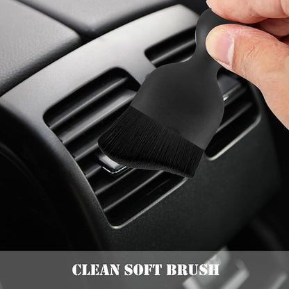 2 PCS Car Detailing Brush, Soft Bristles Detailing Brush Dusting Tool, Auto Interior Soft Hair Removal Brush, Fit for Automotive Dashboard, Air Conditioner Vents, Leather, Computer (Black #113)