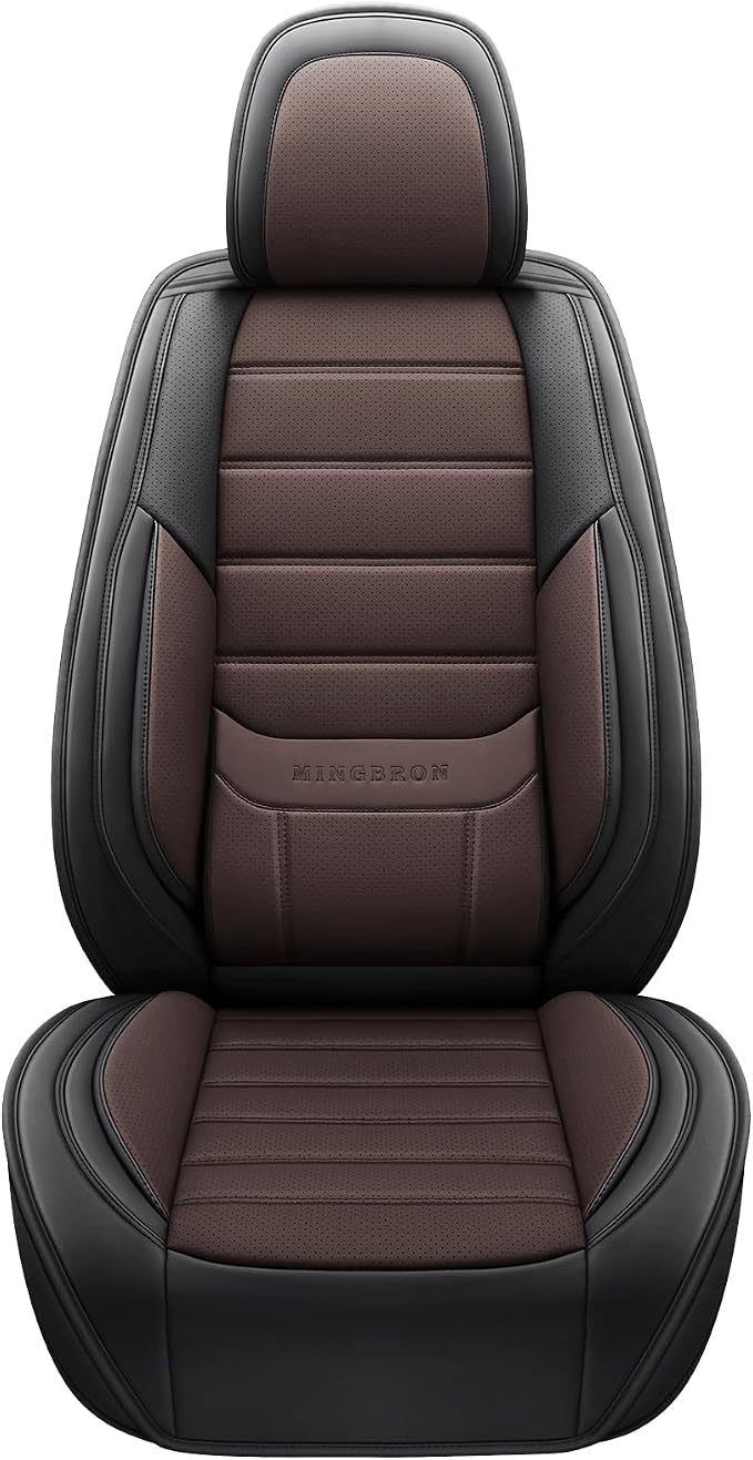 MINGBRON Seat Covers, Car Seat Covers Front Seats, Car Seat Cover, Car Seat Protector Waterproof, Car Seat Cushion Nappa Leather, Brwon Seat Covers Carseat Cover Universal Fit for Most Cars