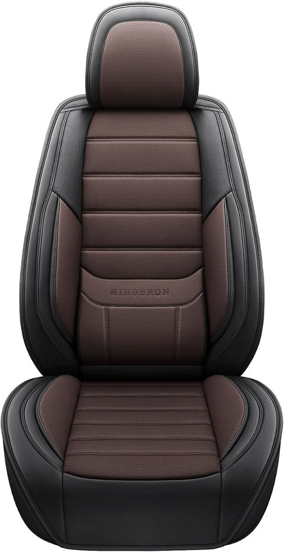 MINGBRON Seat Covers, Car Seat Covers Front Seats, Car Seat Cover, Car Seat Protector Waterproof, Car Seat Cushion Nappa Leather, Brwon Seat Covers Carseat Cover Universal Fit for Most Cars