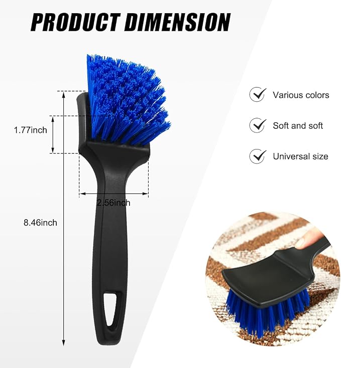 Car Carpet Cleaning Brush, 8.5-Inch Tire Cleaner Scrub Brushes with Stiff Bristles, Wheel Hub Scrub Brush Exterior Washing Supplies for Sedan SUV Truck, Car Accessories (Blue)