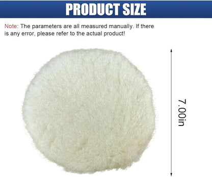 6PCS 7 Inch Wool Car Buffing Pads, Lamb Fleece Polishing Pad Buffer Polisher Bonnets, Drawstring Design Drill Buffer Polisher Attachment for Car Detailing, Glass, Furniture