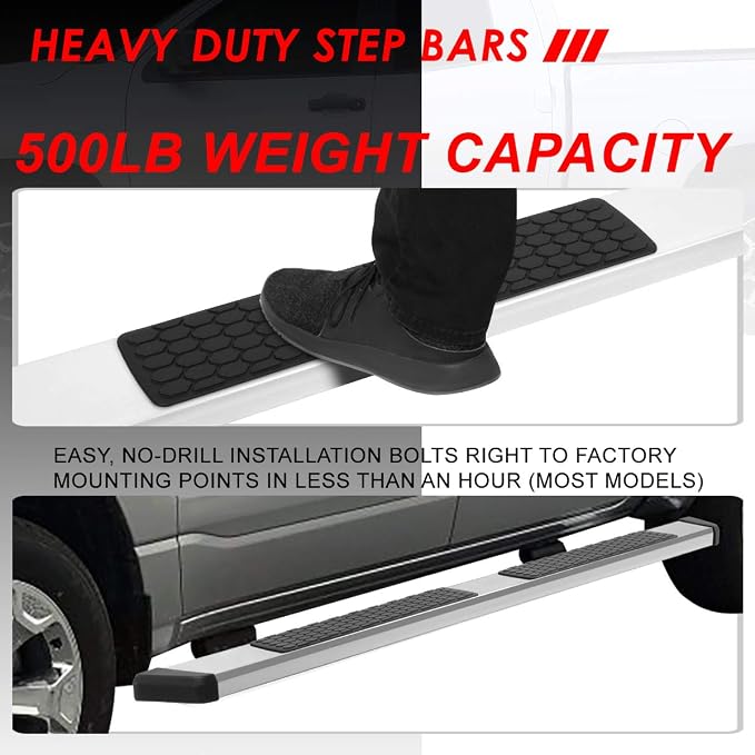 Auto Dynasty Running Boards Compatible with 2007-2021 Toyota Tundra Double/Crew Cab, Stainless Steel Side Step Rail Nerf Bars, 5.5" Step Bars, Polished Chrome