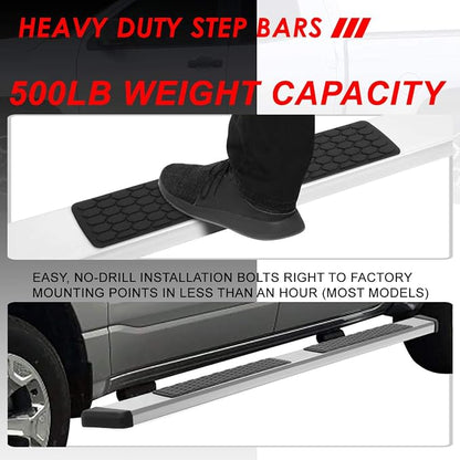 Auto Dynasty Running Boards Compatible with 2007-2021 Toyota Tundra Double/Crew Cab, Stainless Steel Side Step Rail Nerf Bars, 5.5" Step Bars, Polished Chrome