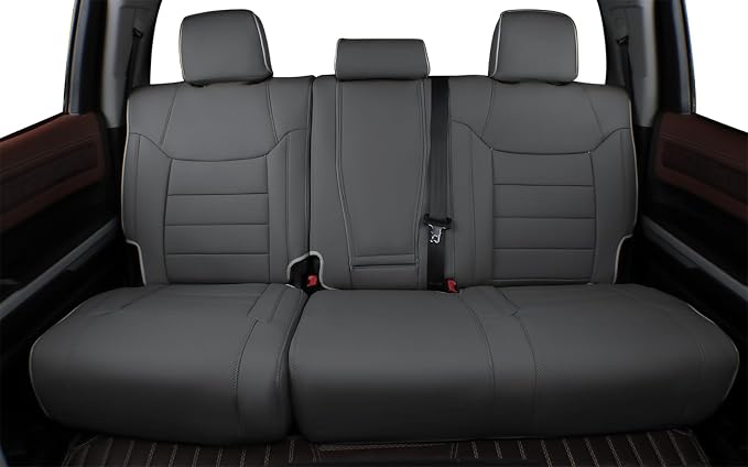 EKR Custom Fit Tacoma Car Seat Covers for Toyota Tacoma 2016 2017 2018 2019 2020 2021 2022 2023 Access Cab -Full Set,Faux Leather(Gray)