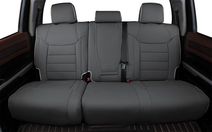 EKR Custom Fit Tacoma Rear Car Seat Covers for Toyota Tacoma 2016 2017 2018 2019 2020 2021 2022 2023 Double Cab/Crew Cab - Second Row Only,Faux Leather(Black with Red Trim)