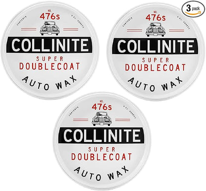 Collinite 476 Super Doublecoat Paste Wax - High Gloss Shine + Ultra Durable Hydrophobic Beading & Long-Lasting Paint Protection for Cars, Trucks, and Motorcycles (9 fl oz) 3 Pack