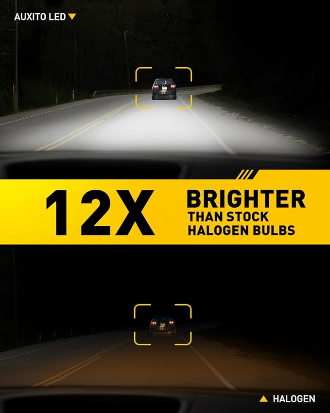 AUXITO H4 LED Bulbs 9003 HB2 Hi/Low Beam, 6500K Cool White Bright Lights, Plug and Play, Sleek & Futuristic Glow, Pack of 2