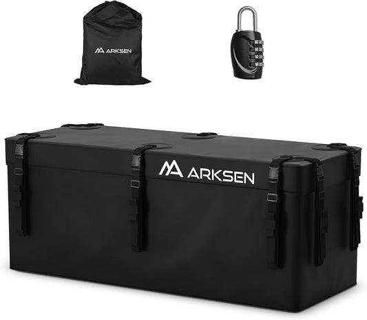 ARKSEN Hitch Cargo Carrier Bag with Lock for 24" x 60" Baskets Waterproof 16.4 Cubic Feet Large Capacity Luggage Storage (58" L x 20.5" W x 24" H) for Car Truck SUV RV or Trailer