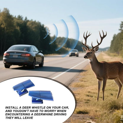 Car Deer Whistles, 4PCS Vehicle Deer Warning Devices with Adhesive Tapes, Automotive Horn Sensor Animal Repellent Alert Accessories, Universal for SUV Truck Motorcycles (Blue)