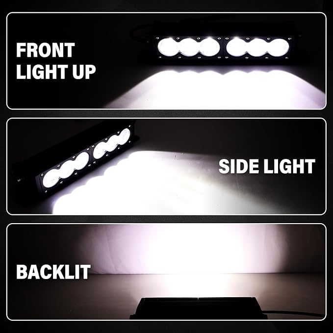 AUXTINGS 12 inch Single Row White LED Light Bar 60W Off Road Light Bar Spot Beam LED Work Light Truck UTV 4x4 Cars SUVs ATVs Boats Fog Driving Light with Wiring Harness kit