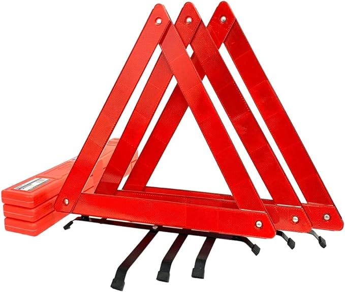 3Pack Emergency Roadside Safety Triangle with Reinforced Cross Base and Carrying Case Foldable