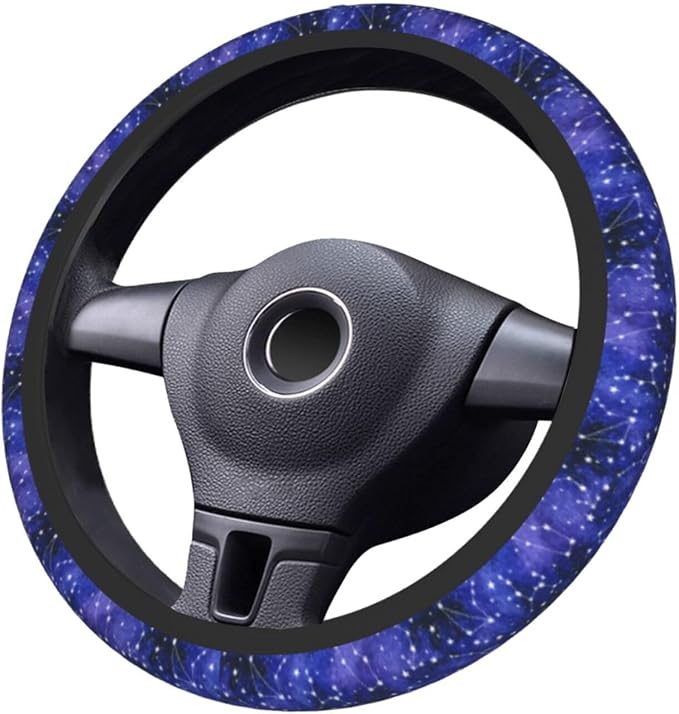 Galaxy Starry Sky Steering Wheel Covers Non Slip Neoprene Universal 15 Inch Steering Wheel Protector Car Cover for Men Women