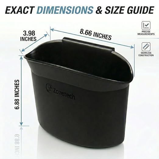ZONETECH Portable Hanging Mini Car Garbage Can – Classic Black Trash Container - Premium Quality Automotive Universal Compact Traveling Wastebasket for Vehicle,Office, Home (1-Pack)