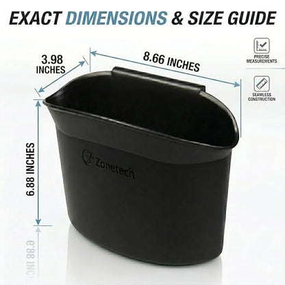 ZONETECH Portable Hanging Mini Car Garbage Can – Classic Black Trash Container - Premium Quality Automotive Universal Compact Traveling Wastebasket for Vehicle,Office, Home (1-Pack)