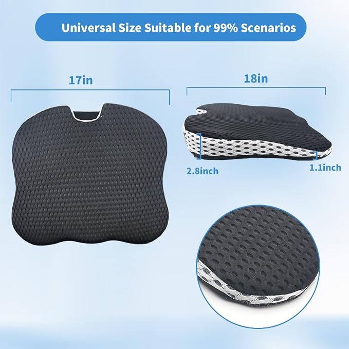 Car Seat Cushion for Long Driving Memory Foam Wedge Cushion for Back Pain & Tailbone Pain Relief Non Slip & Ergonomic Car Seat Pillow Pad, Universal Fit for Most Car Truck Office Chair & Wheelchair