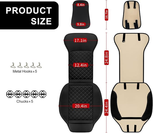 BEITK 2 Pack Leather Front Seat Covers, Universal Sideless Car Seat Protectors, Waterproof Automotive Seat Cover for Most Cars Trucks SUV(Black)