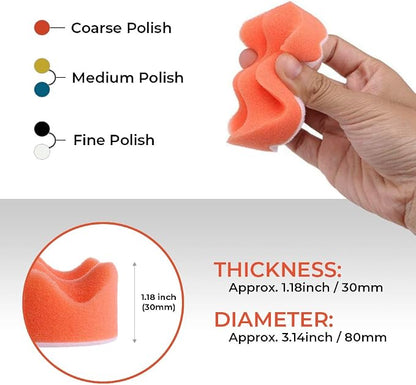 CANOPUS Buffing Pads, Polishing Pad Kit, Buffer for Car Detailing, Polishing Wheel for Drill, Car Polishers and Buffers Kit for Sanding, Polishing, Waxing & Sealing Glaze, 3 inch, 11 Pieces