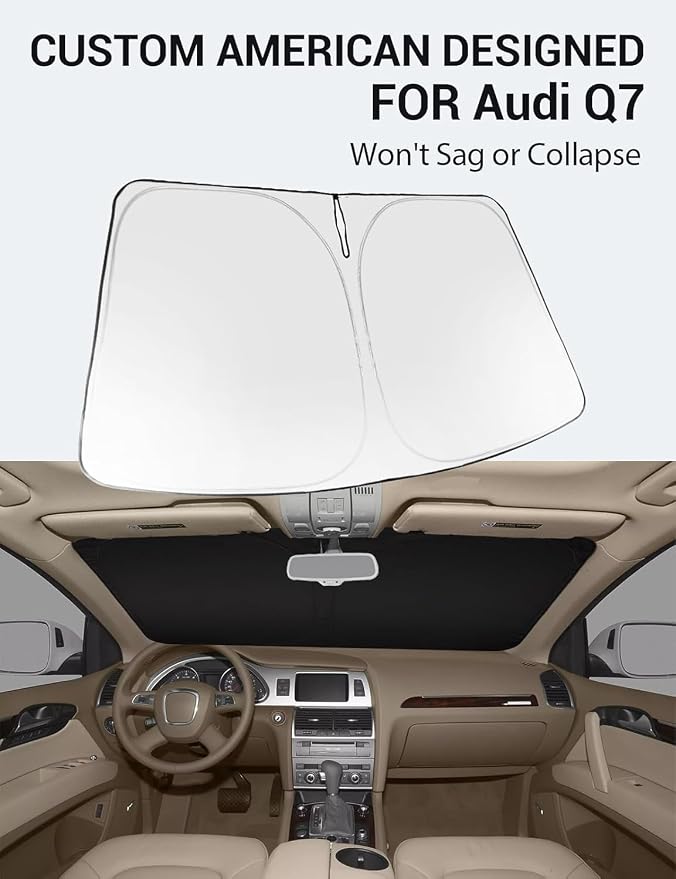 Proadsy 2026 Upgrade Front Windshield Sun Shade Foldable Sunshade Protector Custom Fit 2007-2015 Audi Q7 Accessories