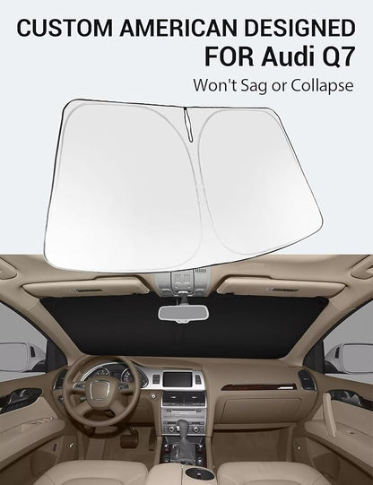 Proadsy 2026 Upgrade Front Windshield Sun Shade Foldable Sunshade Protector Custom Fit 2007-2015 Audi Q7 Accessories