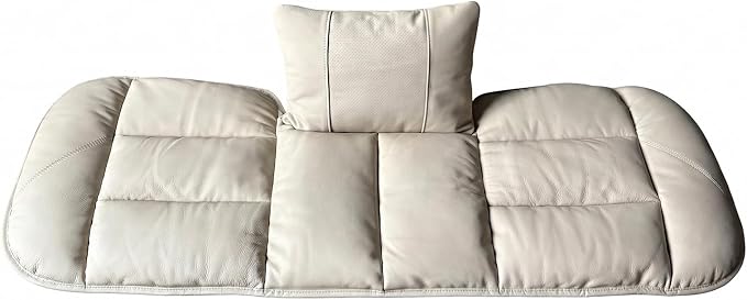 A leather rear seat cushion specially designed for cars - made by hand - can relieve pain in the buttocks, pressure points, and sciatic nerve. | Rear seat cover (Off White, Rear Seat Cushion)