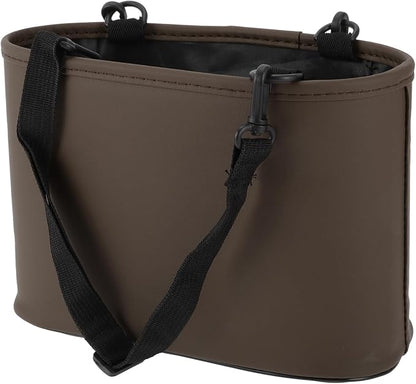 Car Trash Can Portable and Hanging 10.2" Length 4.3" Width 6.7" Height Trash Bin Faux Leather Brown 1 Pcs