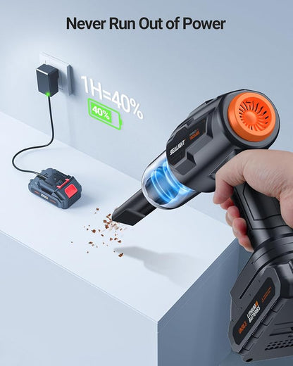 SEALIGHT Handheld Car Vacuum Wireless, Portable Vacuum Cleaner with 21000pa High Power Suction, Two Batteries Long Endurance, 18v/120w Mini Vacuum Cleaner for Car, Home, Office, Pet