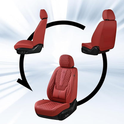 Coverado Car Seat Covers Full Set, Red Seat Covers for Car with Lumbar Support, Nappa Leather Seat Covers Waterproof Car Seat Protectors Universal Fit for Most Cars SUV Trucks