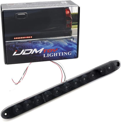 iJDMTOY 15-Inch Truck Trailer Tailgate Red LED ID Light Bar Compatible with Chevrolet Dodge Ford GMC Nissan Toyota etc, Functions as Tail Light, Brake Lamp & Turn Signal Lights, Smoked Lens